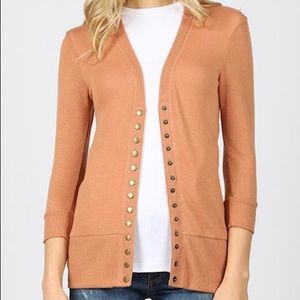 3/4 sleeve snap button cardigan
